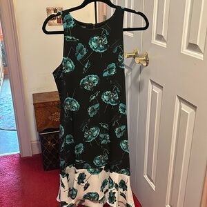 Navy teal and white midi sundress
